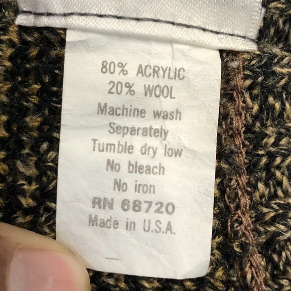 London Fog Vintage Chevron Grandpa Sweater Wool Blend Men's 1X Big V-neck Knit - Picture 7 of 9